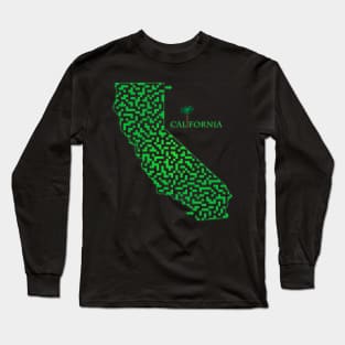 California State Outline Colored Maze & Labyrinth Long Sleeve T-Shirt